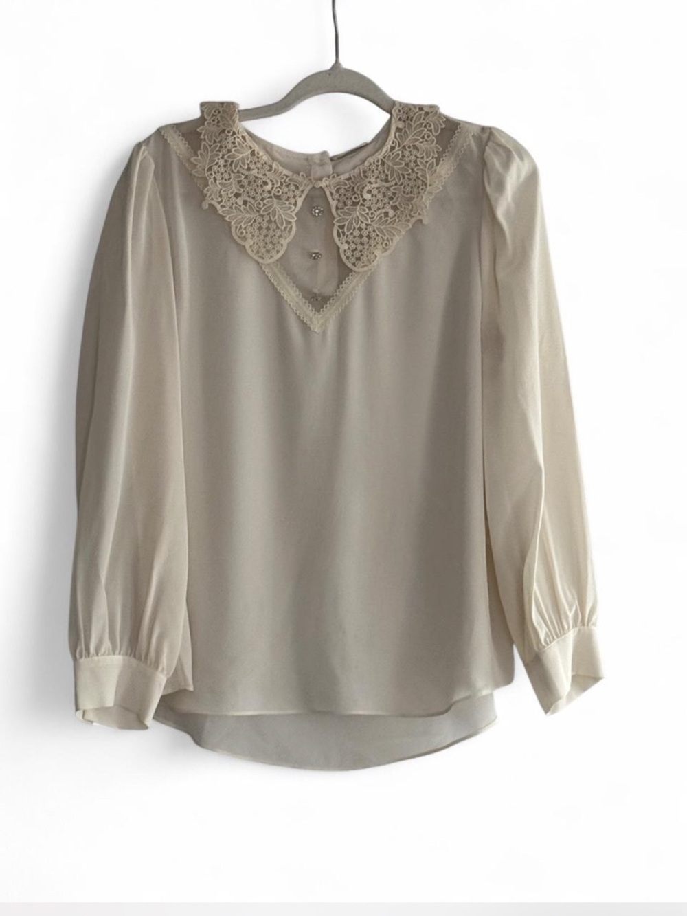 Marc Jacobs 100% Silk Ivory Lace Collar Blouse Size 12 $450 Retail